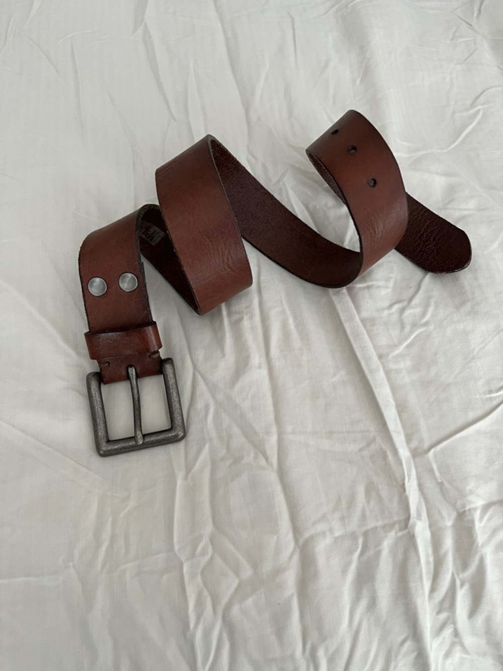 Abercrombie & Fitch Brown Leather Belt with Metal Buckle